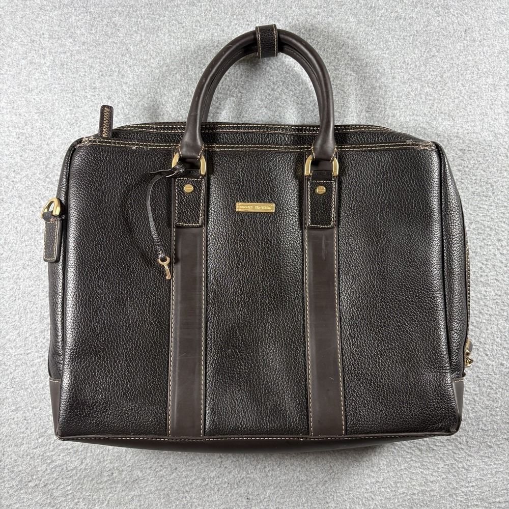 VTG Brooks Brothers Brown Pebbled Leather Briefcase Laptop Bag Work Messenger